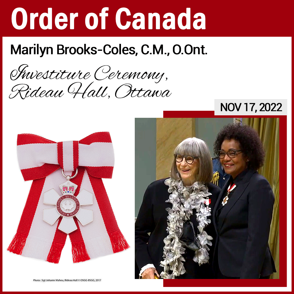 Marilyn Brooks, C.M., O.Ont. Marilyn Brooks, C.M., O.Ont. investiture.